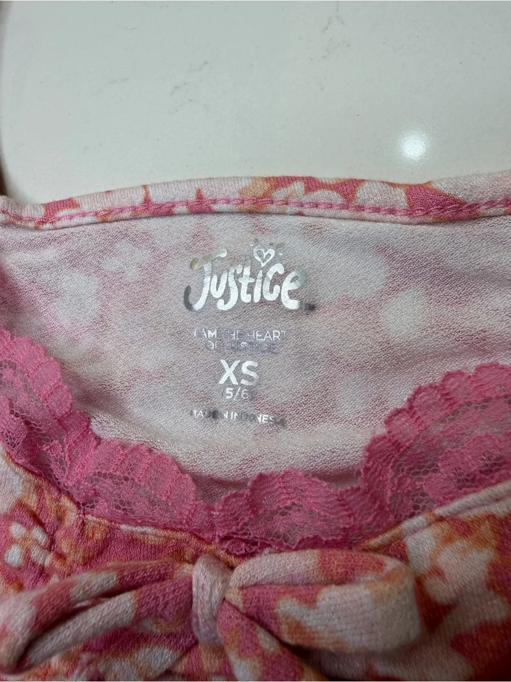 Justice Girls Floral Ruched Top Size XS 5/6 Pink Puff Sleeve Cottagecore Shirt